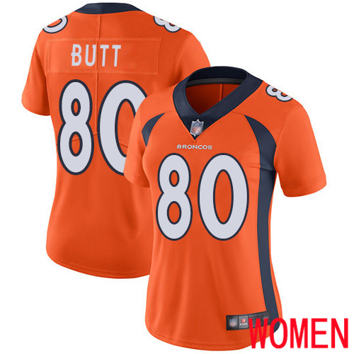 Women Denver Broncos 80 Jake Butt Orange Team Color Vapor Untouchable Limited Player Football NFL Jersey